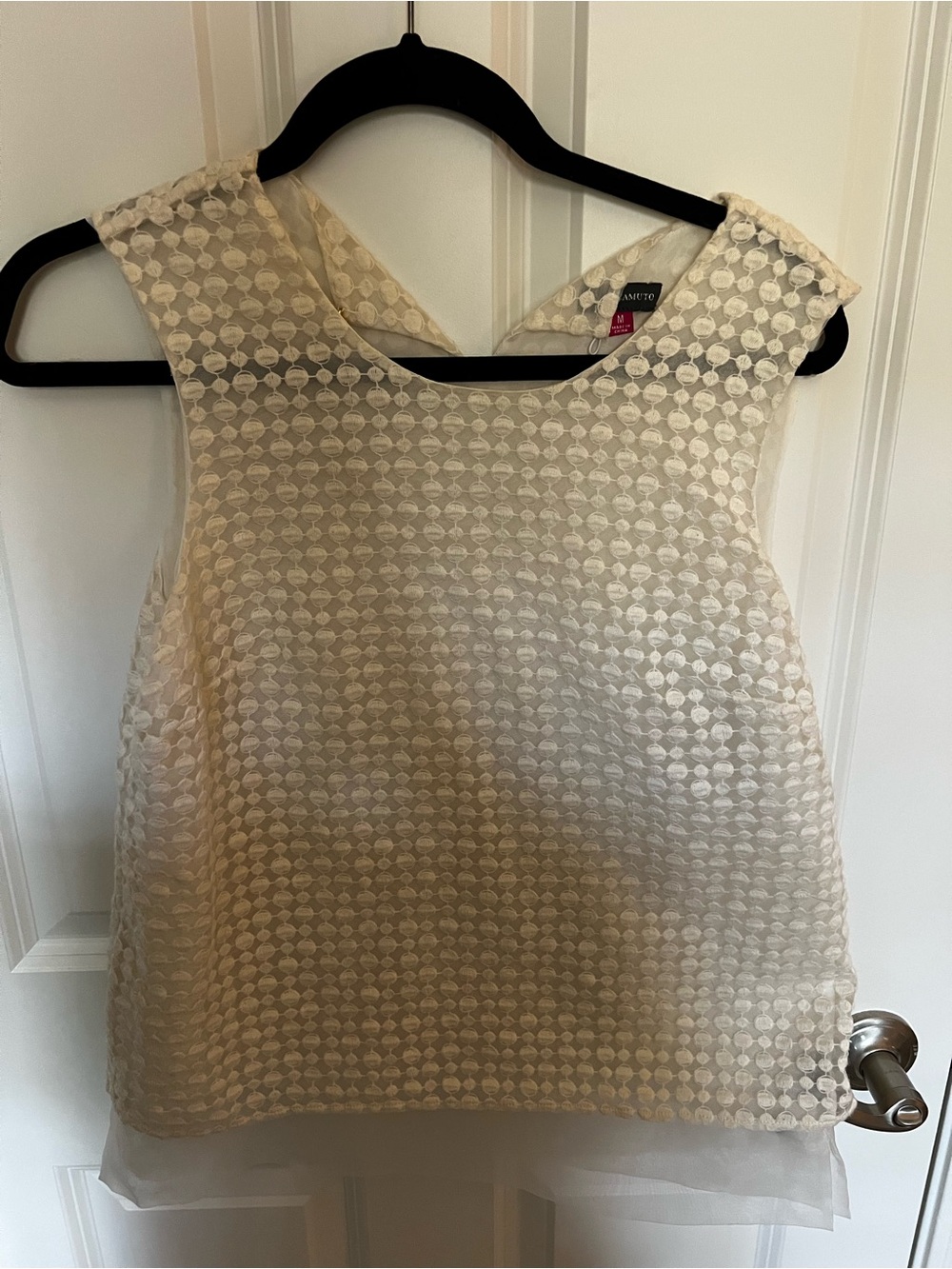 Vince Camuto Cream Textured Sleeveless Tank